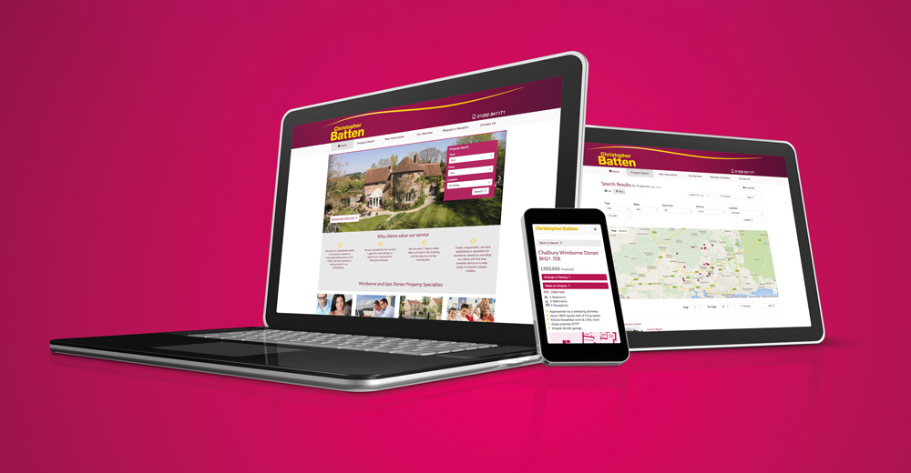 New mobile friendly website for Christopher Batten estate agents in Wimborne, Dorset